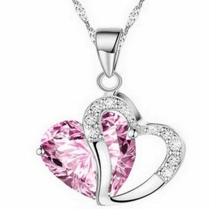 Pink Heart Crystal Chain Pendant